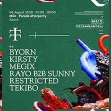 Teletech x Technoabteil Parade Afterparty
Teletech x Technoabteil Parade Afterparty in Zurich: Teletech x Technoabteil x MÄX unite for the ultimate techno night from 11pm on Hardstrasse - only for techno fans aged 18 and over.